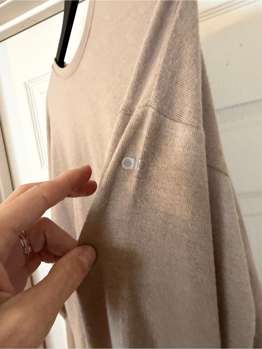 ALO Yoga Relaxed Crewneck Sweater in Taupe - Picture 3 of 7